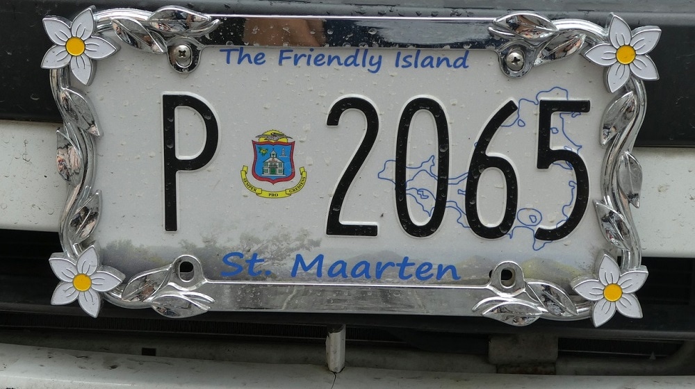 St Maarten License Plate that reads "The Friendly Island"