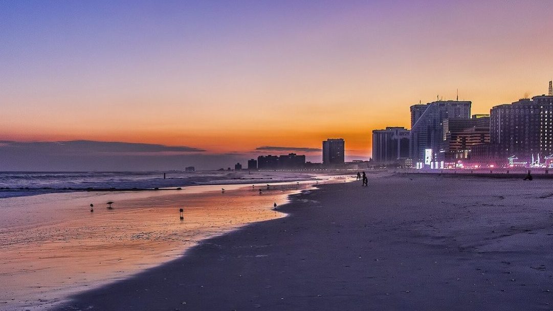 atlantic city beach at sunset