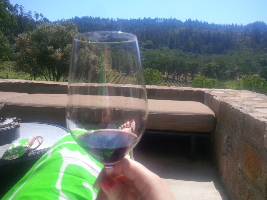 Katherine relaxing and enjoying the wine at Trinchero - - "10 Wine Tasting Tips and Tricks for Napa Valley" - Two Traveling Texans