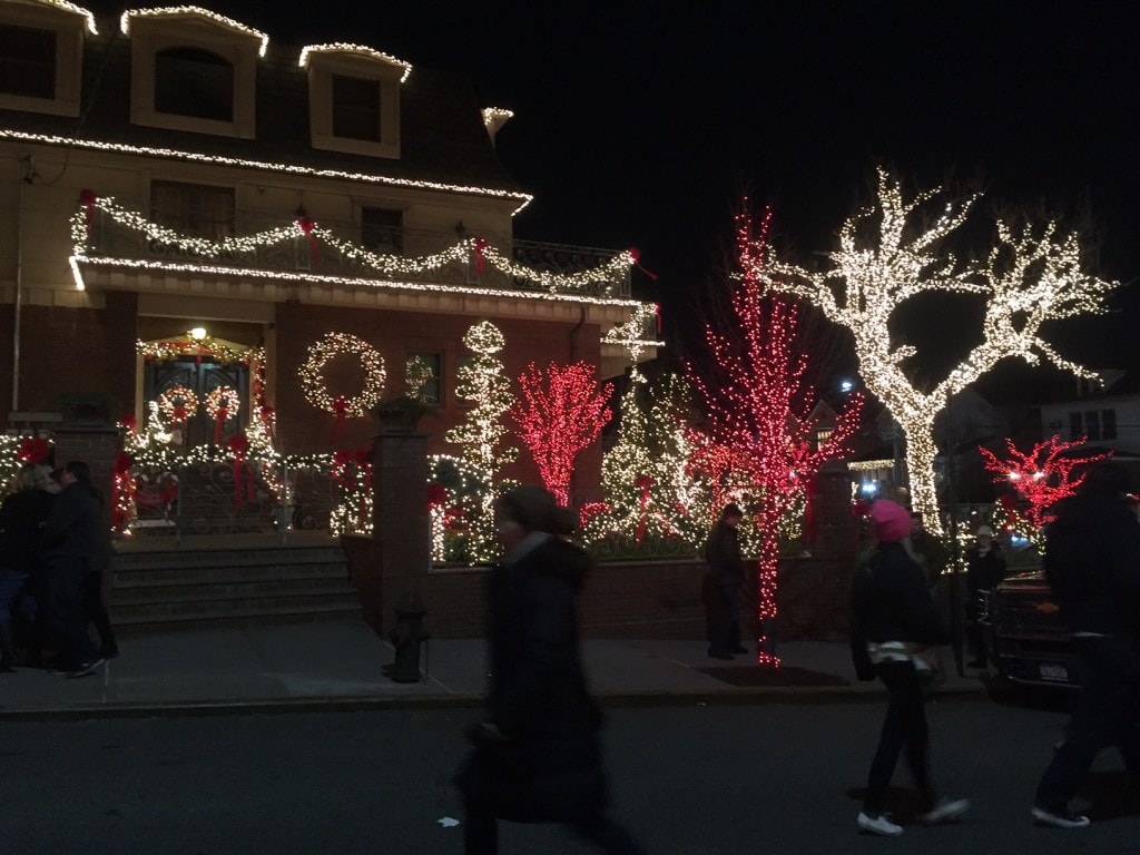 People could walk on the street on one block in Dyker Heights during the Christmas season