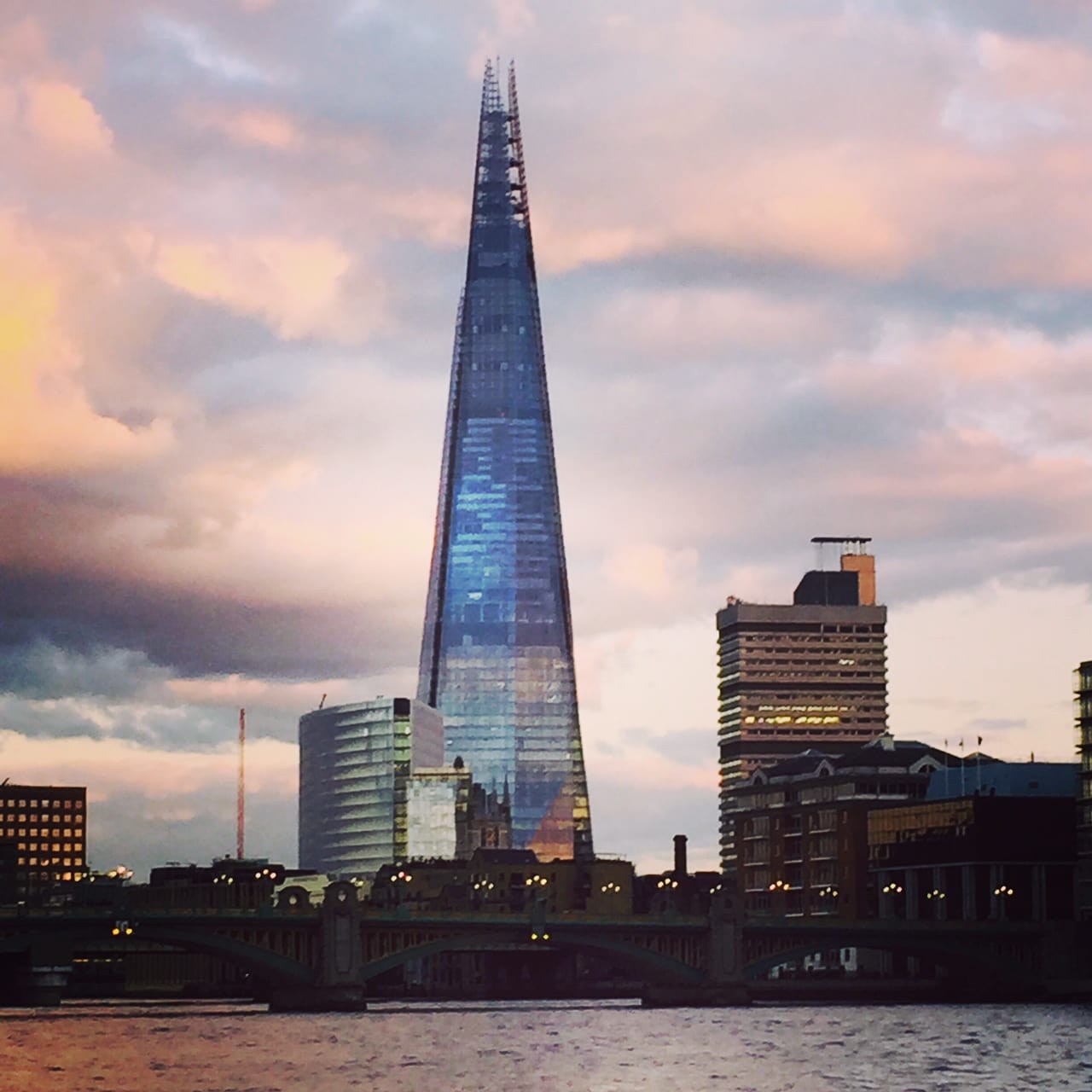The Shard in London looks beautiful at sunset