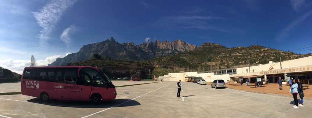 View from the bottom of the mountain where you catch the train. - "Montserrat: Mountain, Monastery, and Wine" - Two Traveling Texans