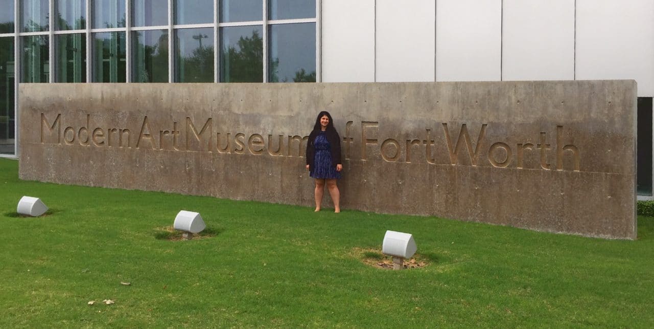 Anisa in from of the Modern Art Museum of Fort Worth