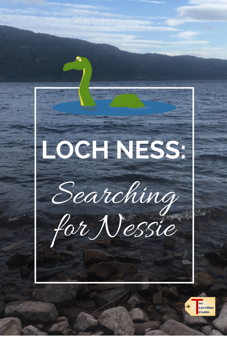 scenery at loch ness with a cartoon loch ness monster with text overlay 