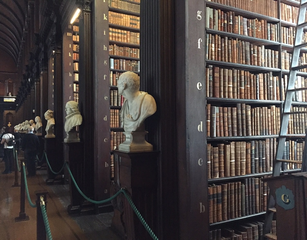 38 marble busts line both sides of the Long Room - Trinity College Dublin Pictures - "The Book of Kells: A Medieval Treasure" - Two Traveling Texans