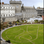 dublin castle and gardens with text "Dublin Castle - Ireland"