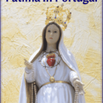 virgin mary with text "pilgrimage to fatima in portugal"