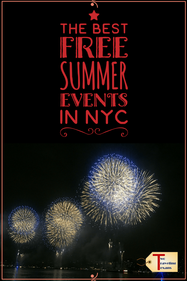 fireworks with text overlay "the best free summer events in NYC"