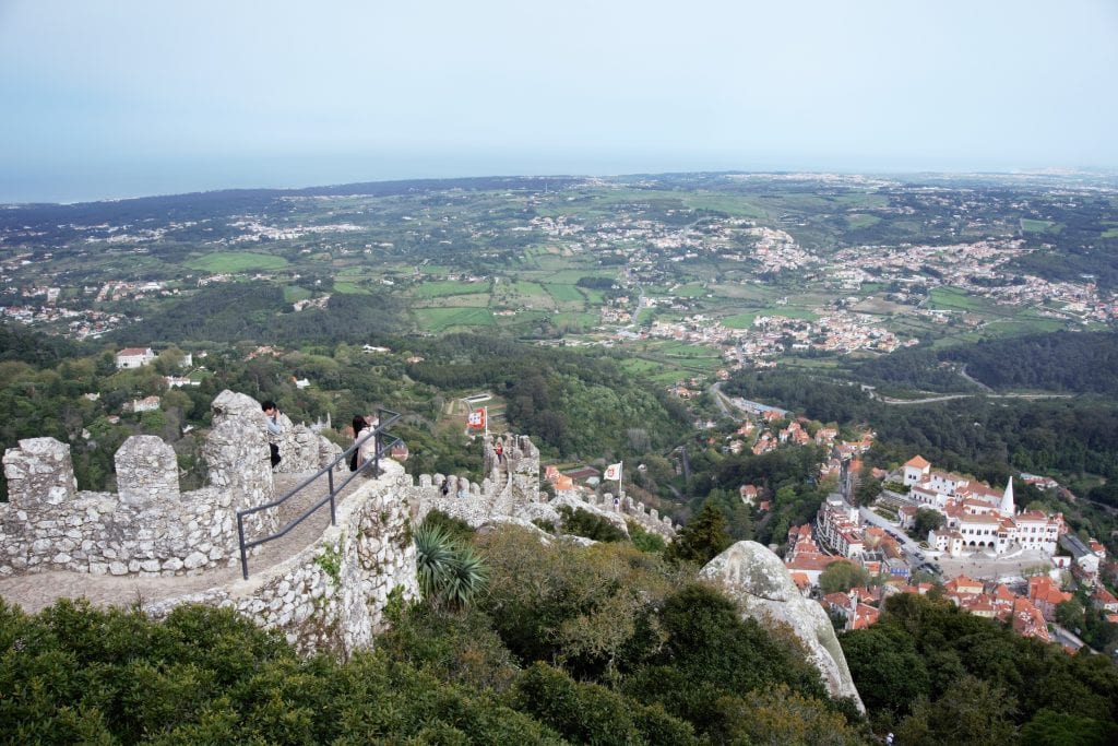 Looking down from the Moorish Castle, you can see the National Palace of Sintra. -"Plan Your Own Sintra Tour"