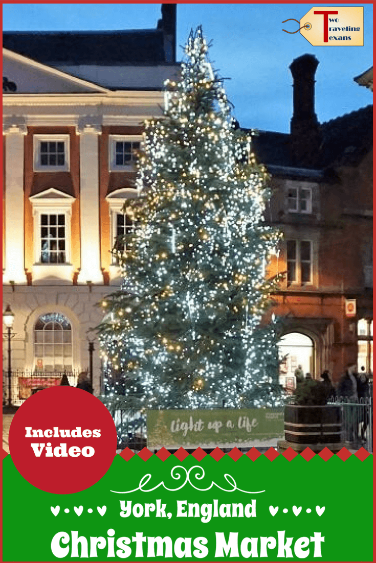 christmas tree in York with text overlay 