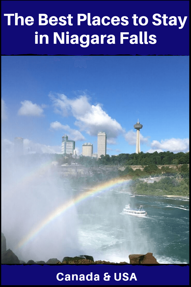 niagara falls with a rainbow with text overlay 