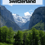 scenic view in the swiss alps with text overlay "10+ best hikes in switzerland"