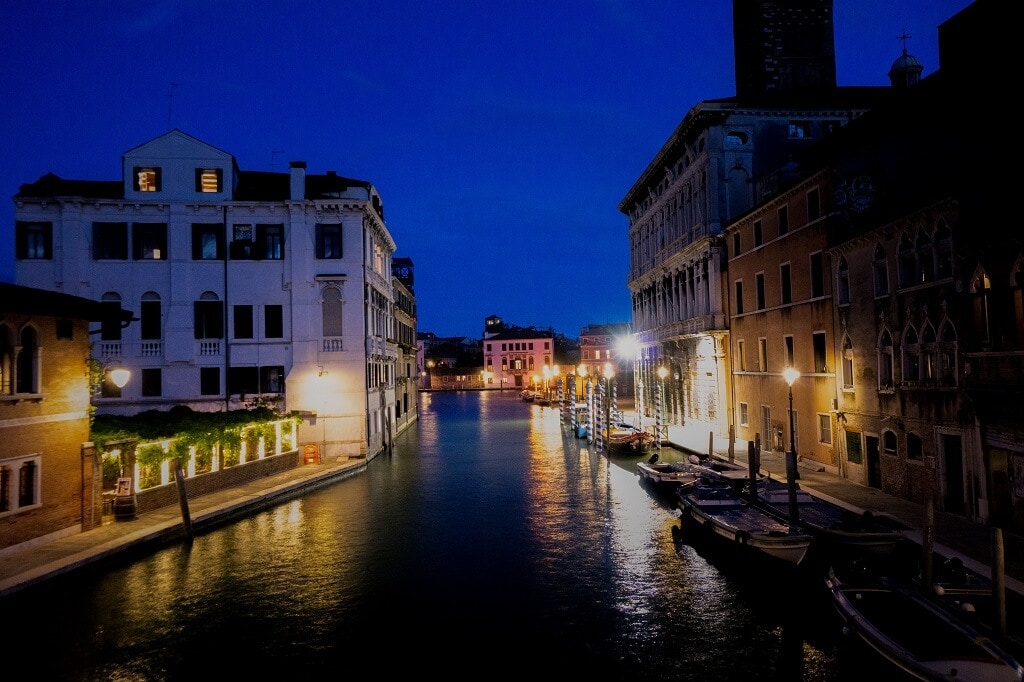 canal in venice at night