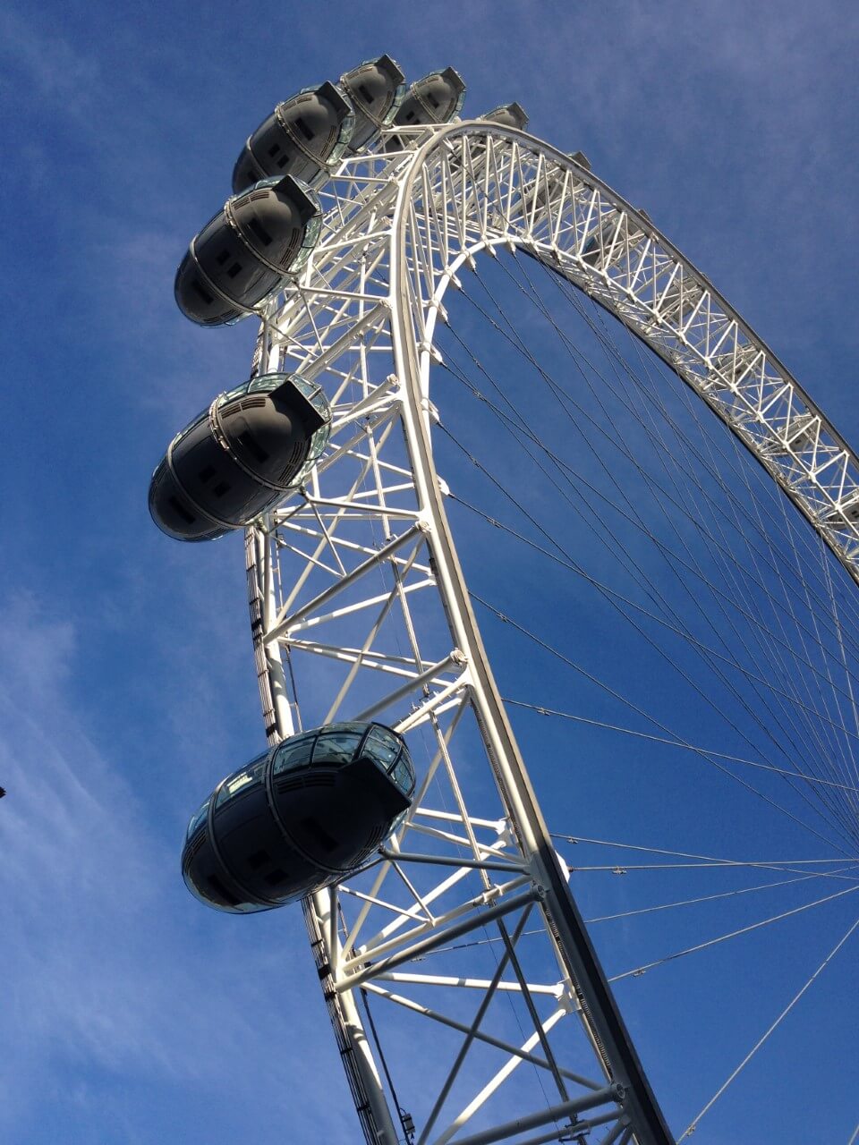 looking up at the pods on the London eye