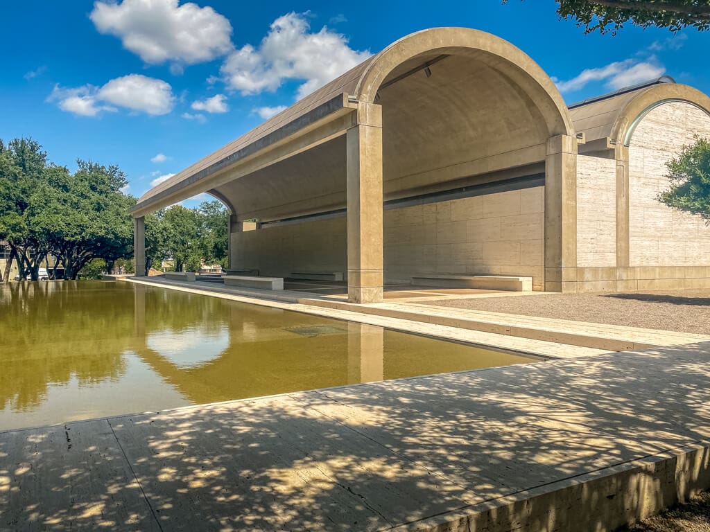 exterior of Kimbell art museum in Fort Worth Texas
