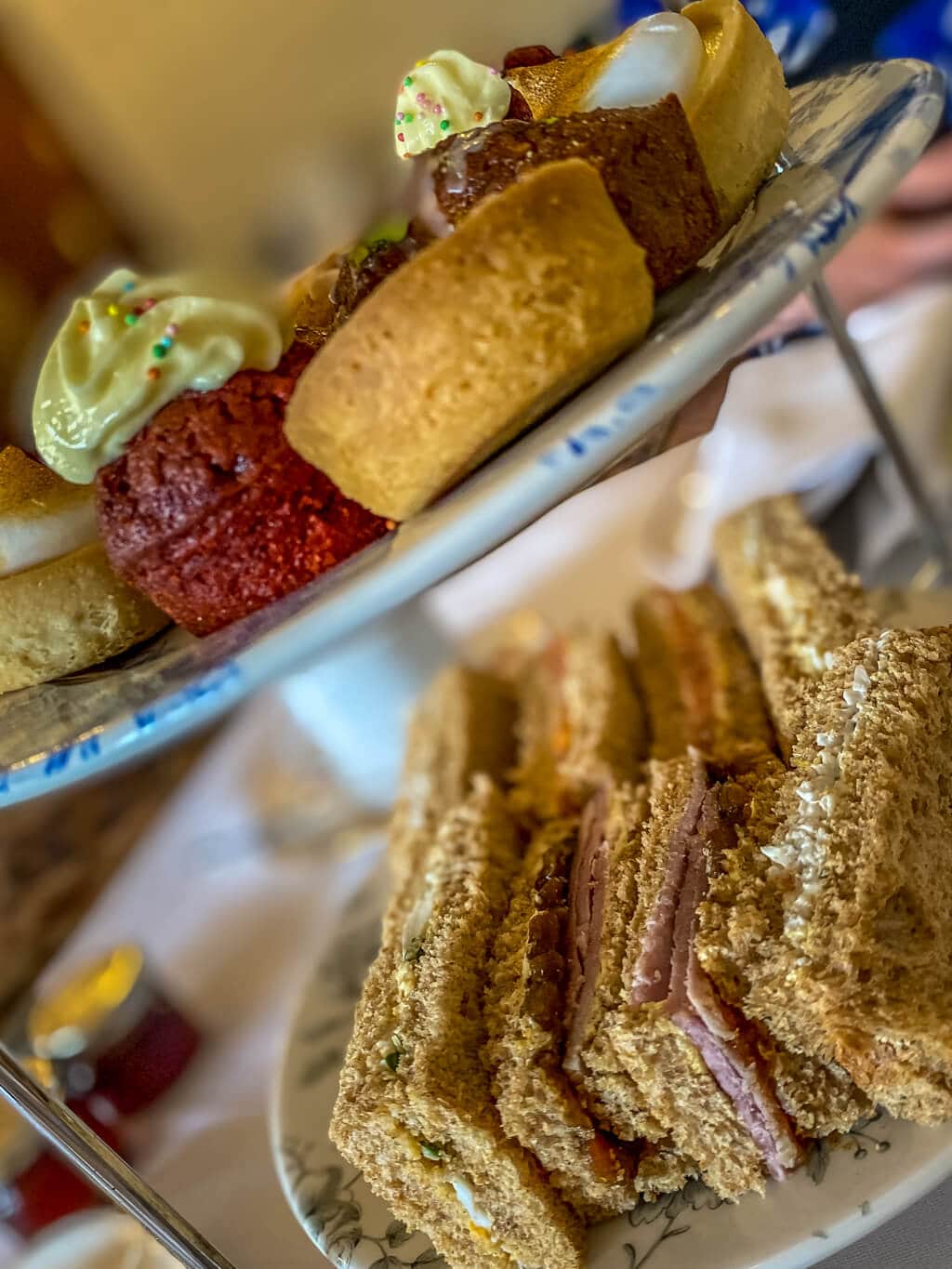 sandwiches and pastries from bletchley park afternoon tea