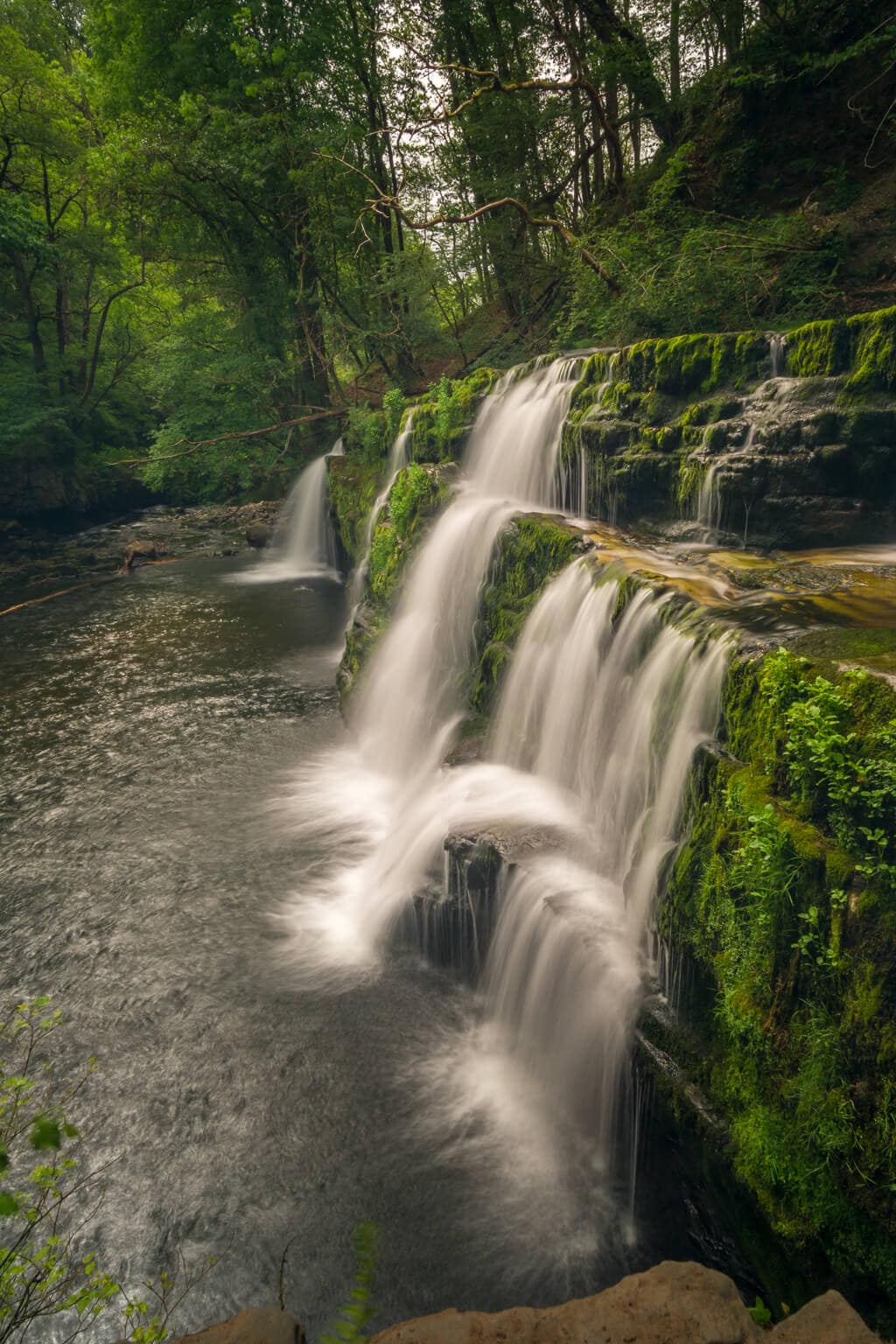 the third of four waterfalls on the four waterfall walk in wales