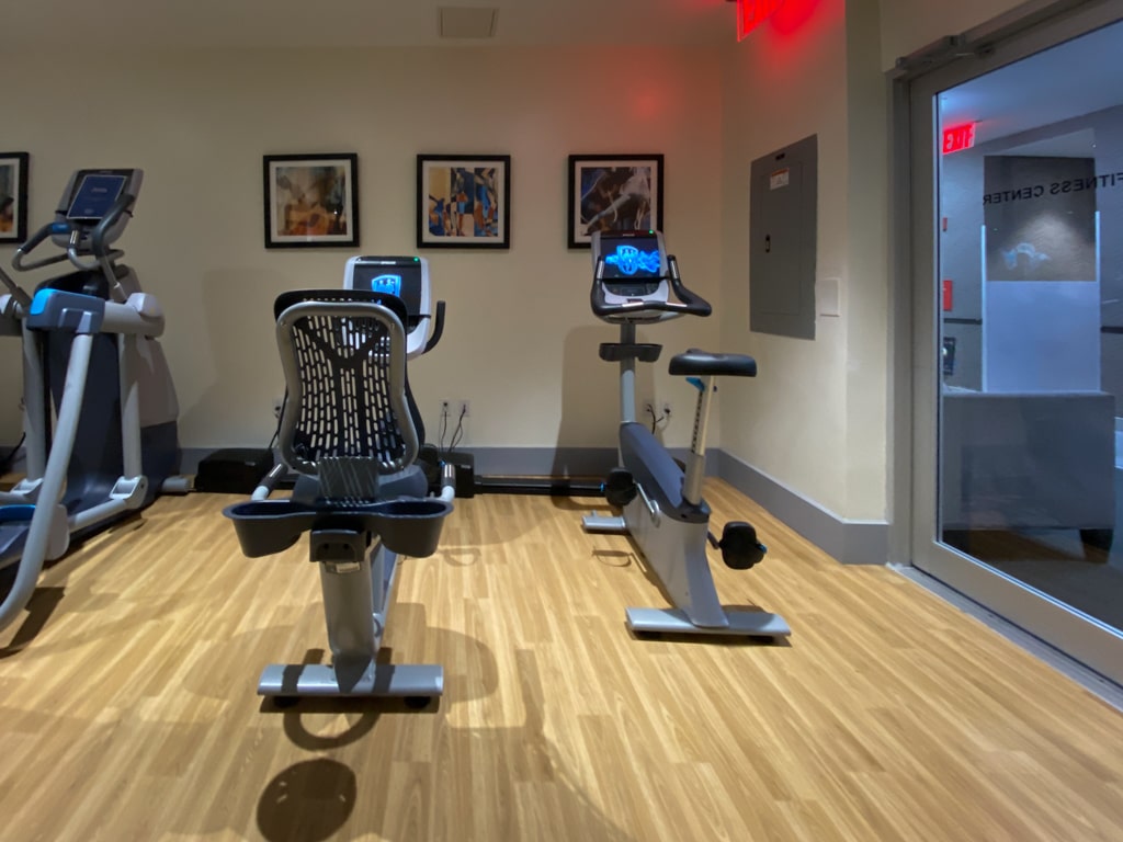 stationary bikes in the gym at the hilton doubletree times square west hotel