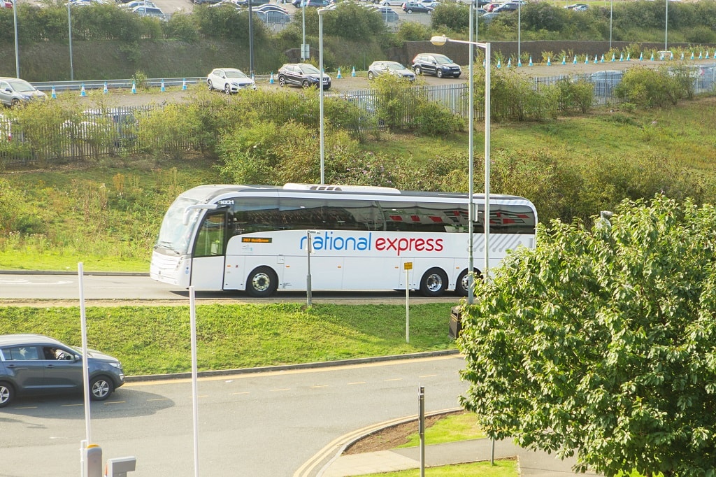 national express bus in route