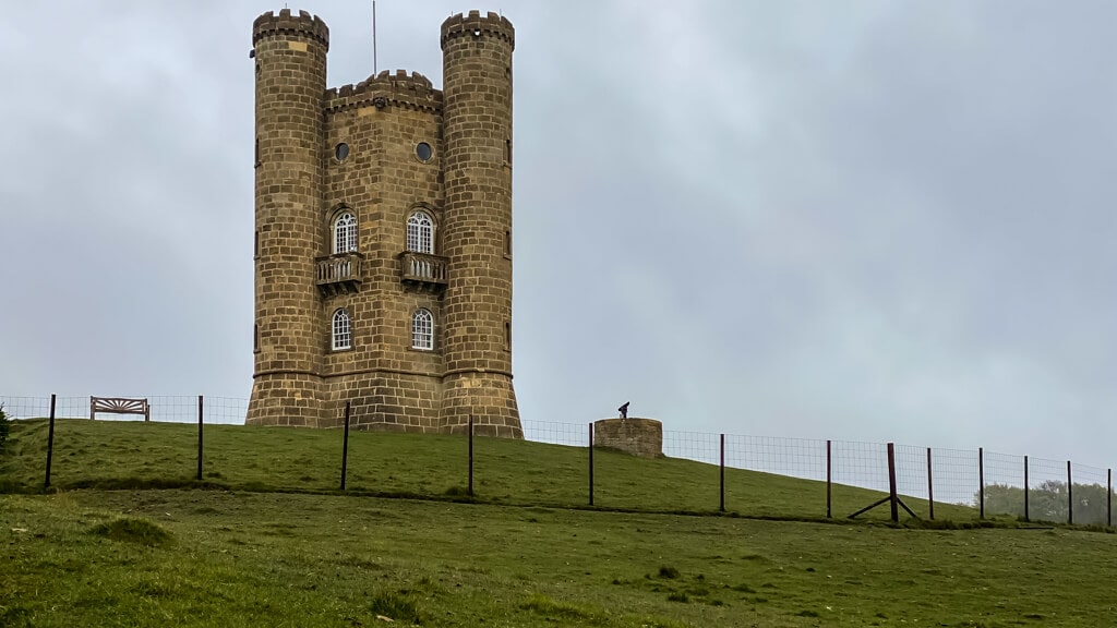view of broadway tower on a cloudy day