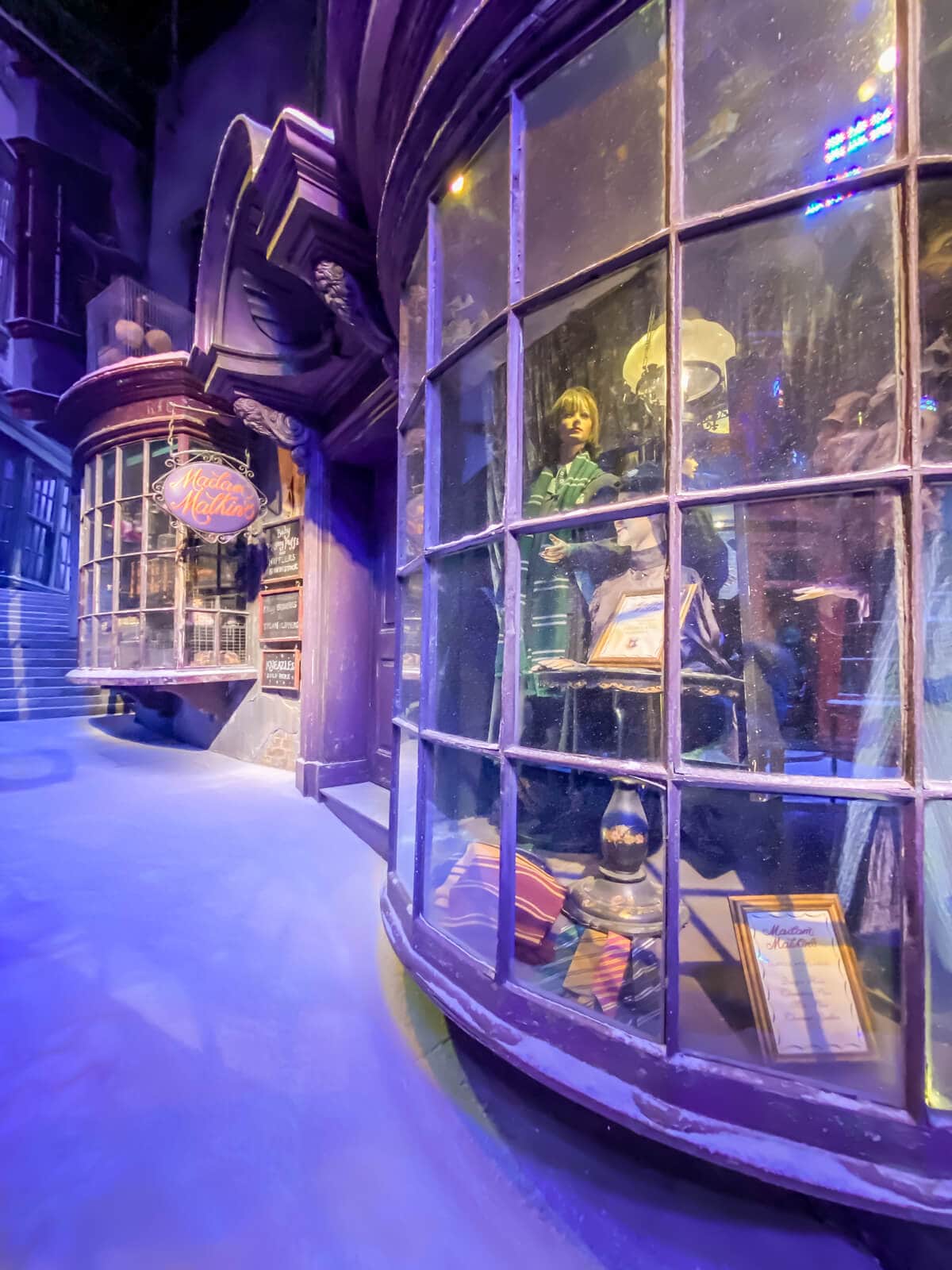 view of window on diagon alley with snow