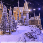 hogwarts model with snow and text overlay "hogwarts in the snow review"