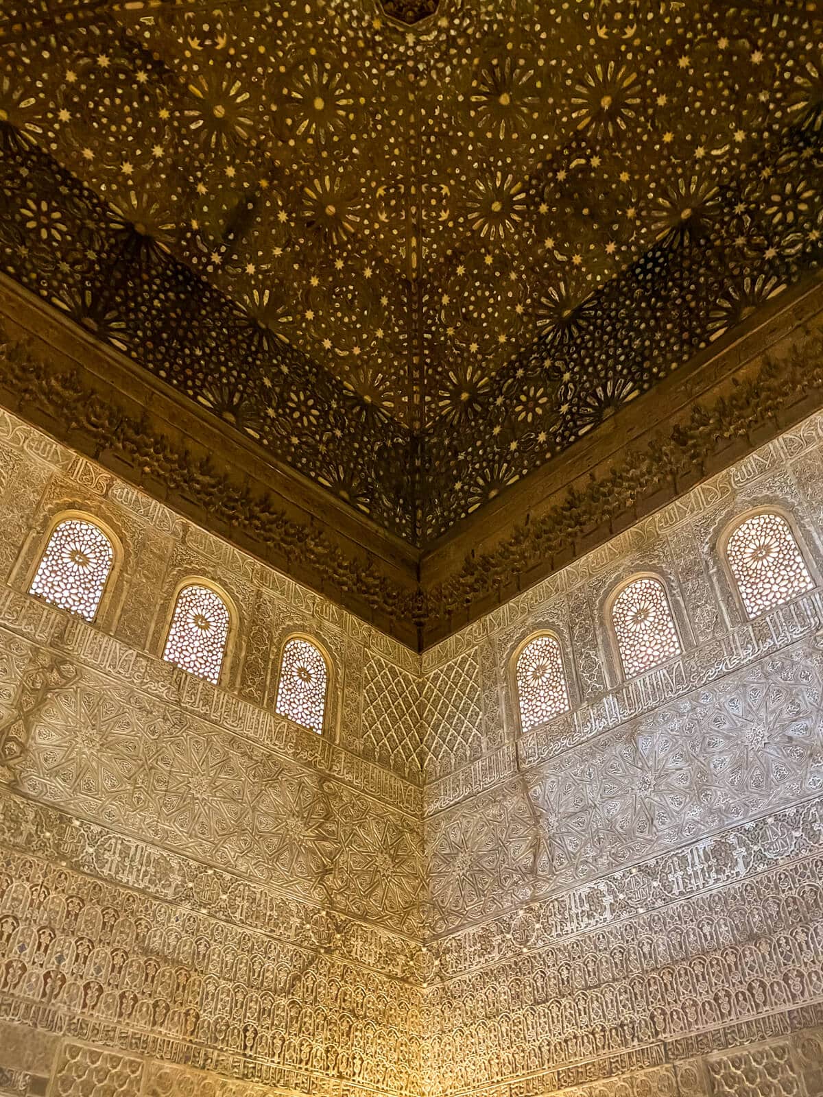 decorative ceiling inside the nasrid palaces