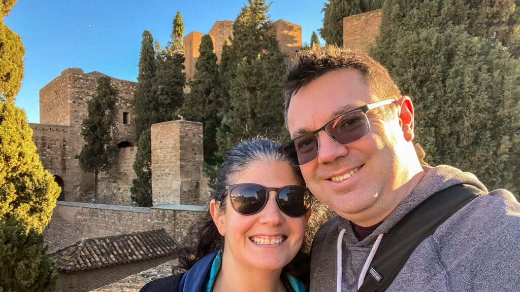 Anisa and Russell in front of the Alcazaba